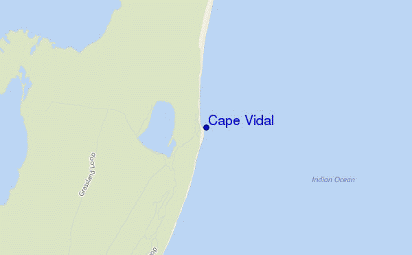 locatiekaart van Cape Vidal