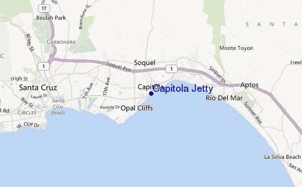 locatiekaart van Capitola Jetty