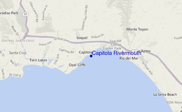 locatiekaart van Capitola Rivermouth