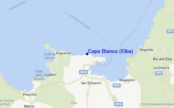 locatiekaart van Capo Bianco (Elba)