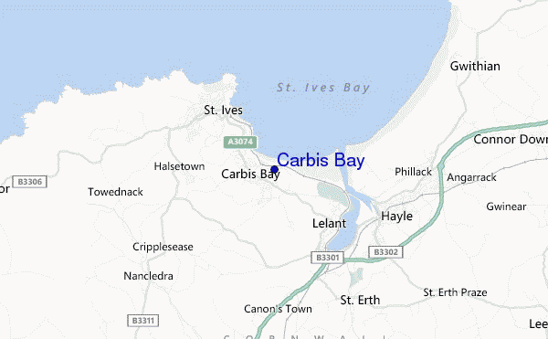locatiekaart van Carbis Bay