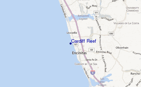 locatiekaart van Cardiff Reef
