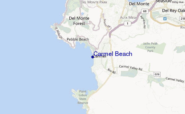 locatiekaart van Carmel Beach