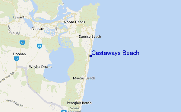 locatiekaart van Castaways Beach