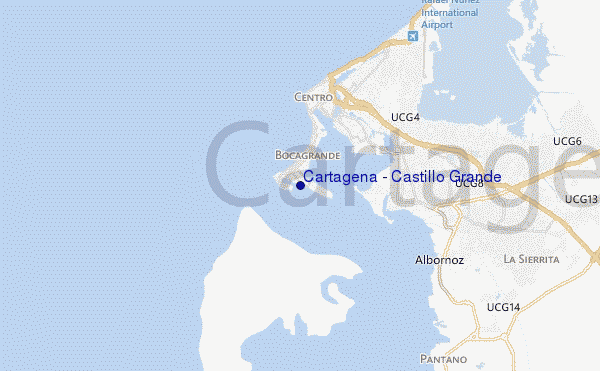 locatiekaart van Cartagena - Castillo Grande