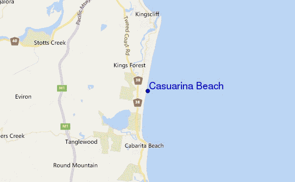 locatiekaart van Casuarina Beach