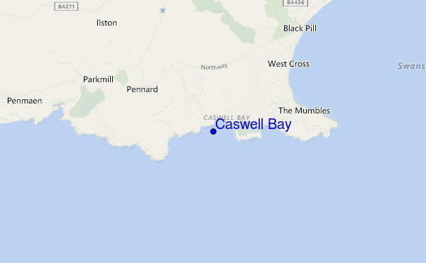 locatiekaart van Caswell Bay