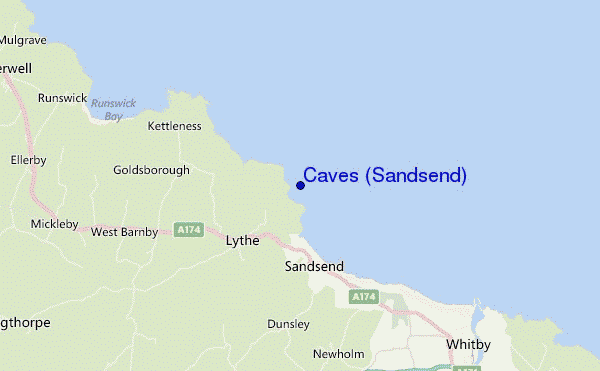 locatiekaart van Caves (Sandsend)