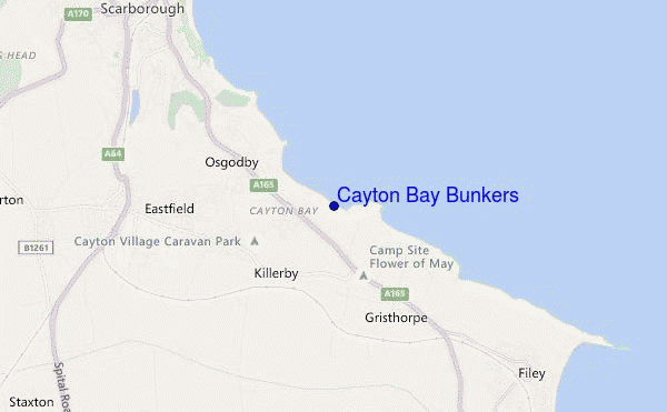 locatiekaart van Cayton Bay Bunkers