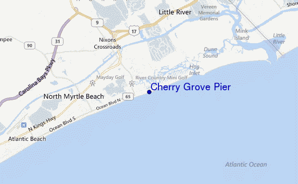 locatiekaart van Cherry Grove Pier