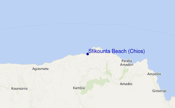 locatiekaart van Sfikounta Beach (Chios)