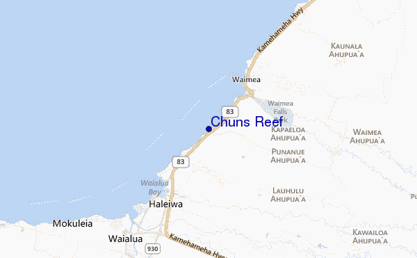locatiekaart van Chuns Reef