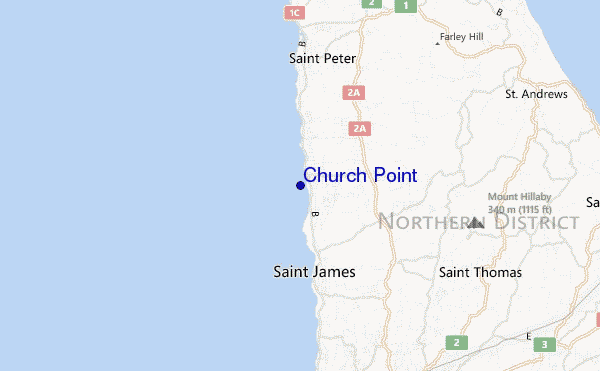 locatiekaart van Church Point