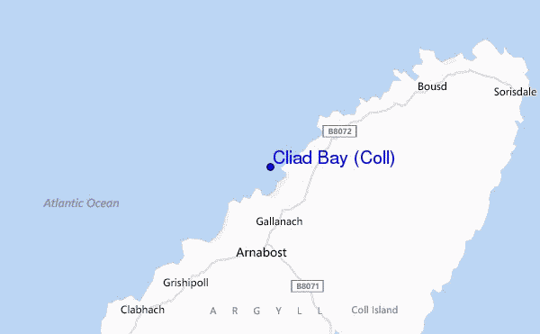 locatiekaart van Cliad Bay (Coll)