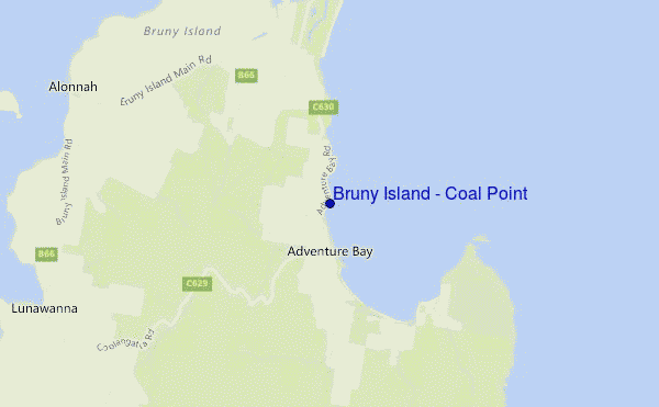 locatiekaart van Bruny Island - Coal Point