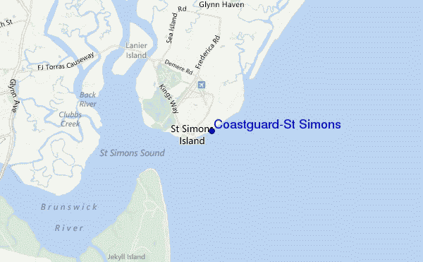 locatiekaart van Coastguard/St Simons