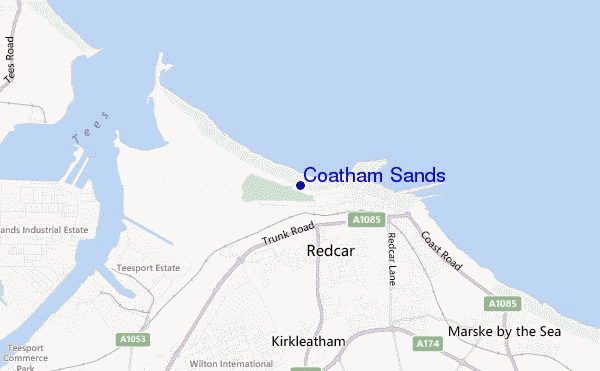 locatiekaart van Coatham Sands