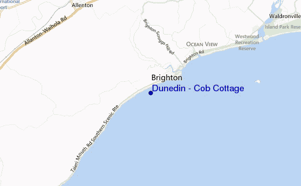 locatiekaart van Dunedin - Cob Cottage