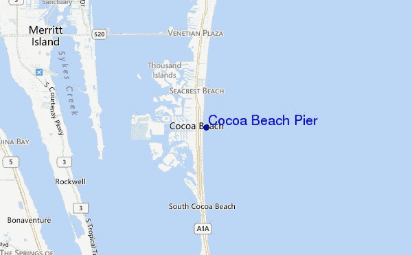 locatiekaart van Cocoa Beach Pier