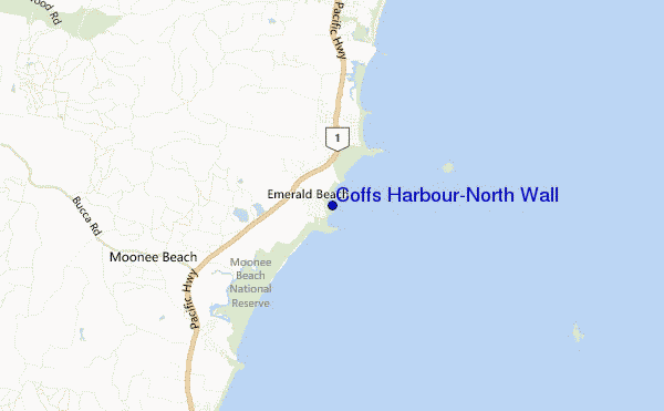 locatiekaart van Coffs Harbour-North Wall