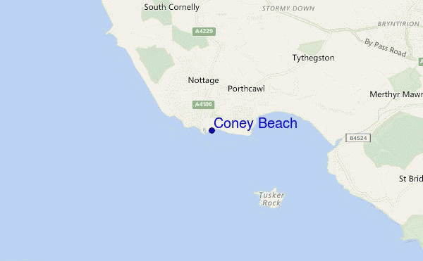 locatiekaart van Coney Beach