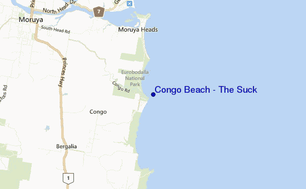 locatiekaart van Congo Beach - The Suck