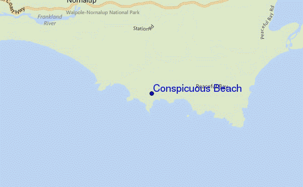 locatiekaart van Conspicuous Beach