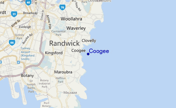 locatiekaart van Coogee