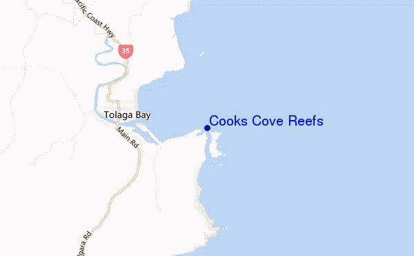locatiekaart van Cooks Cove Reefs