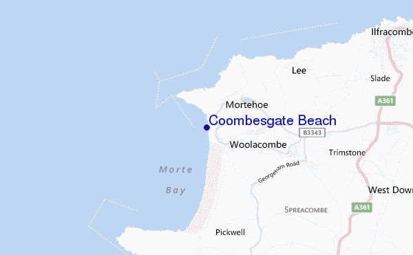locatiekaart van Coombesgate Beach