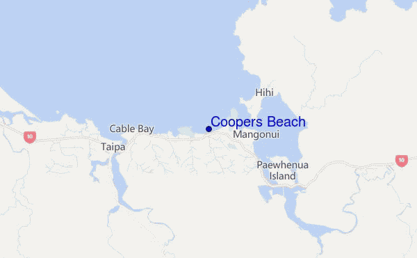 locatiekaart van Coopers Beach