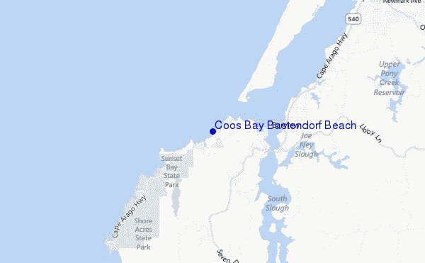 locatiekaart van Coos Bay Bastendorf Beach