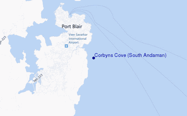 locatiekaart van Corbyns Cove (South Andaman)