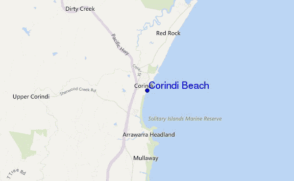locatiekaart van Corindi Beach