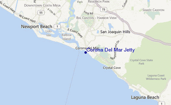 locatiekaart van Corona Del Mar Jetty