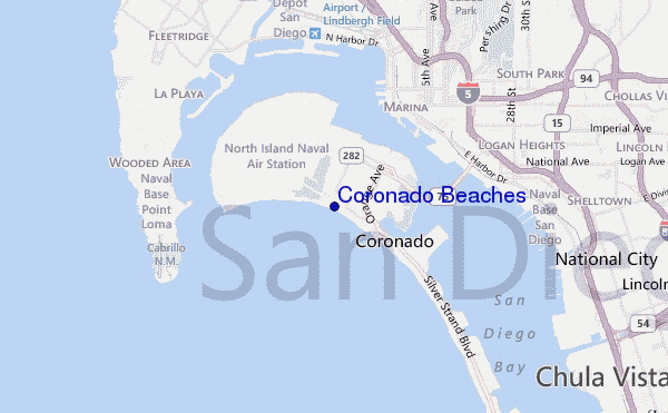locatiekaart van Coronado Beaches