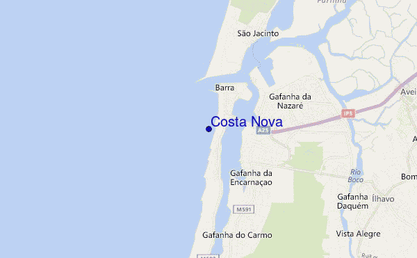 locatiekaart van Costa Nova