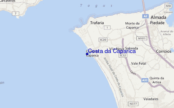 locatiekaart van Costa da Caparica