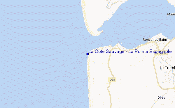 locatiekaart van La Cote Sauvage - La Pointe Espagnole