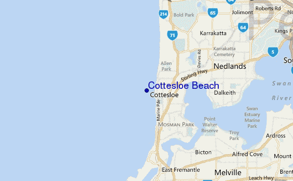 locatiekaart van Cottesloe Beach