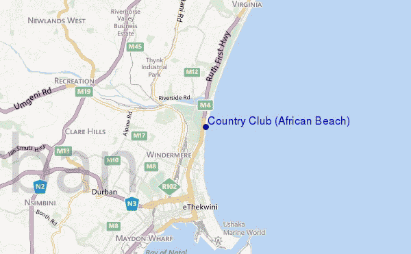 locatiekaart van Country Club (African Beach)