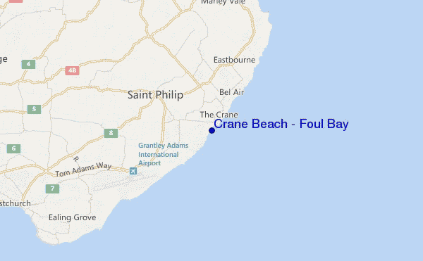 locatiekaart van Crane Beach / Foul Bay