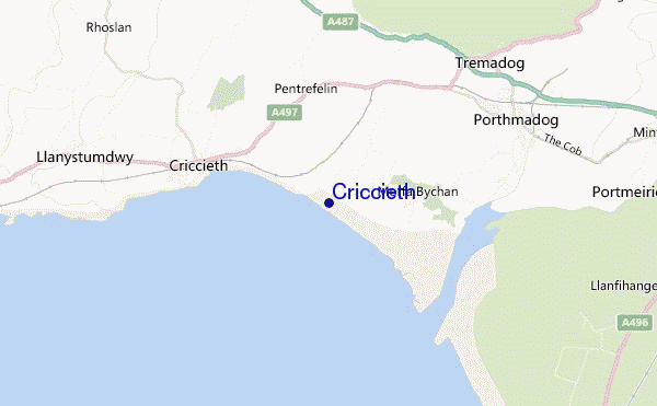 locatiekaart van Criccieth
