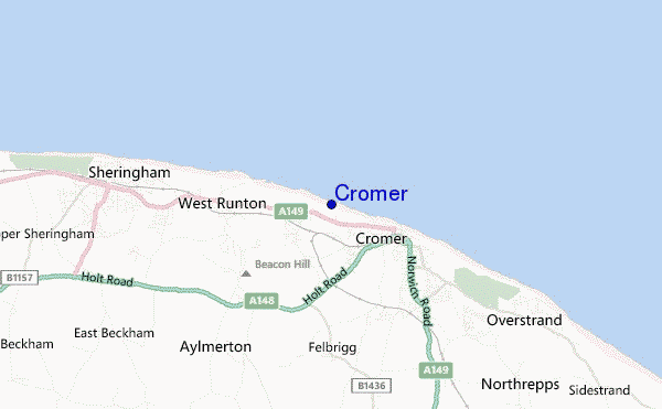 locatiekaart van Cromer
