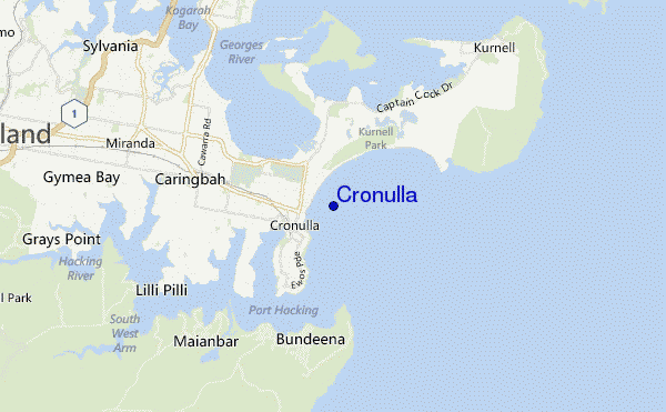 locatiekaart van Cronulla