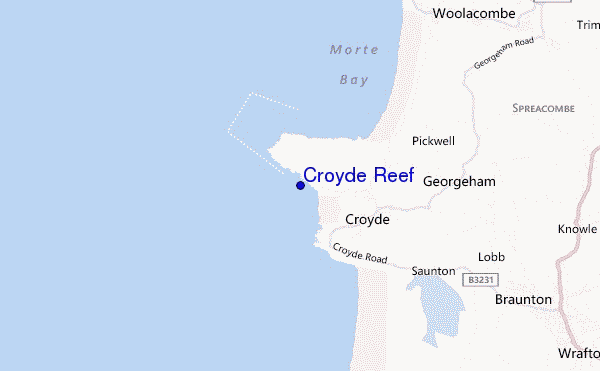 locatiekaart van Croyde Reef
