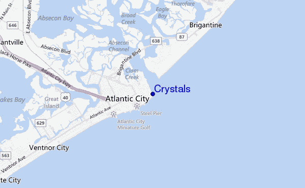 locatiekaart van Crystals
