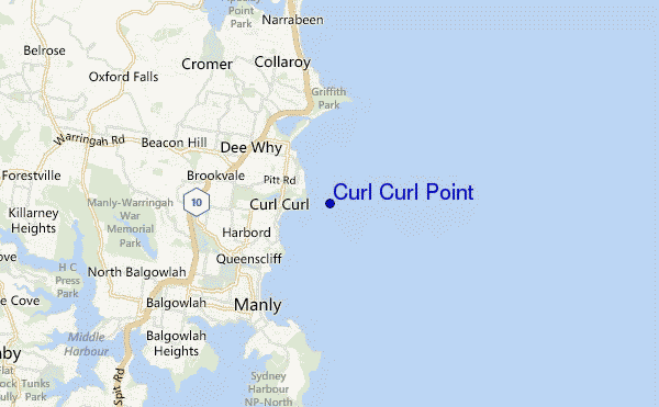 locatiekaart van Curl Curl Point