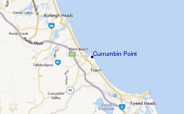 locatiekaart van Currumbin Point