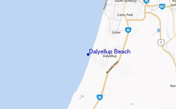 locatiekaart van Dalyellup Beach